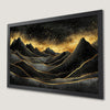 Black and Gold Mystical Mountains Art Poster for Celestial Decor