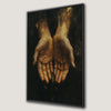 Black and Gold Palms Gothic Canvas Print with Realistic Horror Hands