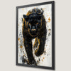 Black and Gold Panther Art Poster - Fierce Animal Portrait