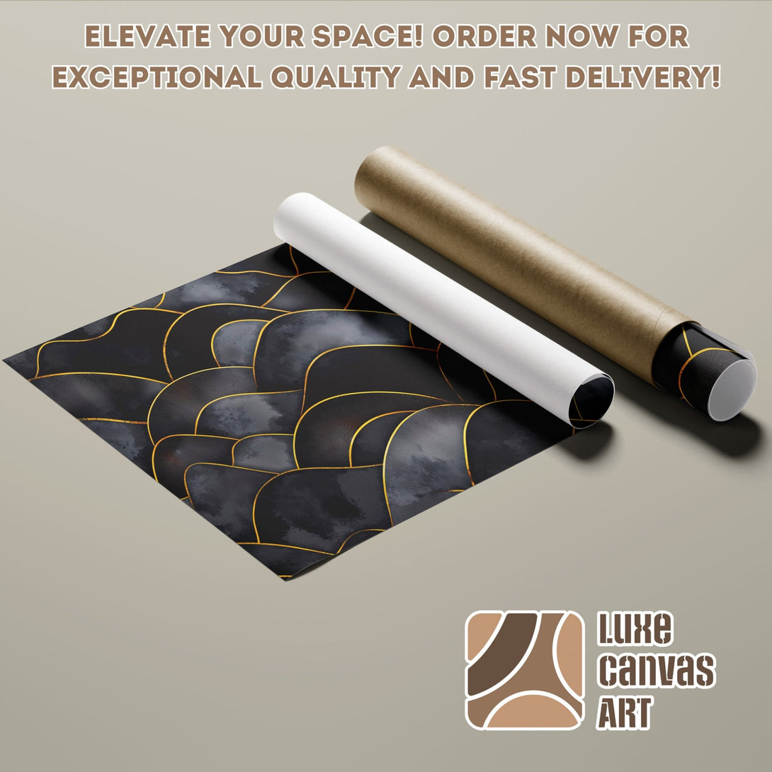 Abstract black and gold Poster Roll. Modern art print with a luxurious color palette. Order now!