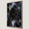 Black and Navy Blue Abstract Canvas Print with Gold Patterns