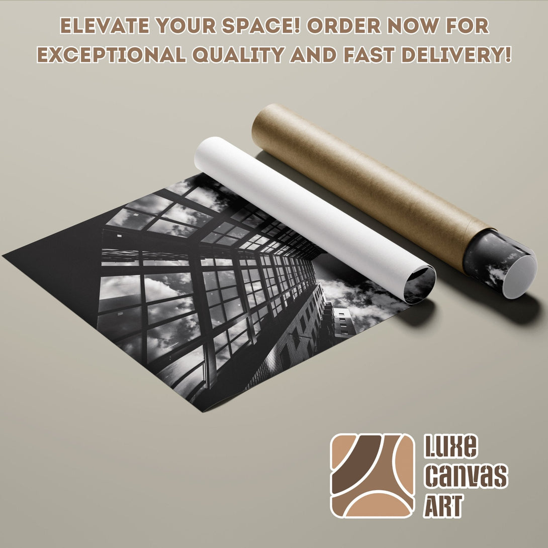 Architectural Poster Roll in black and white, modern style, neutral color palette. Elevate your space!