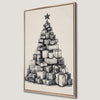 Black and White Festive Tree Canvas Print Holiday Decor