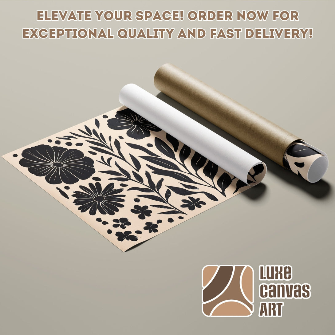 Floral Poster Roll in neutral tones. Modern art print for home decor. Shop now!