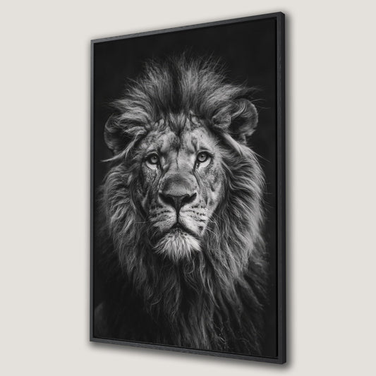 Black and White Lion Canvas Print Art for Animal Lovers