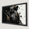 Black and White Panther Art Poster with Gold Accents