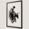 Black and White Rodeo Cowboy Art Poster