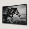 Black and White Running Horse Canvas Print Wall Art