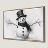 Black and White Snowman Winter Scene Canvas Print