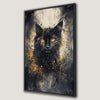 Black Cat with Orange Eyes Canvas Print Framed Art