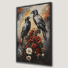 Black Crows and Floral Gothic Raven Canvas Print