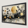 Black Flora and Gold Circle Art Poster for Modern Decor