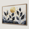 Black Leaves and Golden Sun Abstract Canvas Print