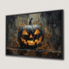 Black Pumpkin with Eerie Glow Canvas Print Halloween Decor