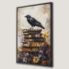 Black Raven Gothic Canvas Print On Antique Old Books