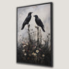 Black Ravens with Dried Flowers Canvas Print Dark Decor