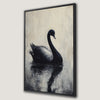 Black Swan on Calm Water Canvas Print in Gothic Style