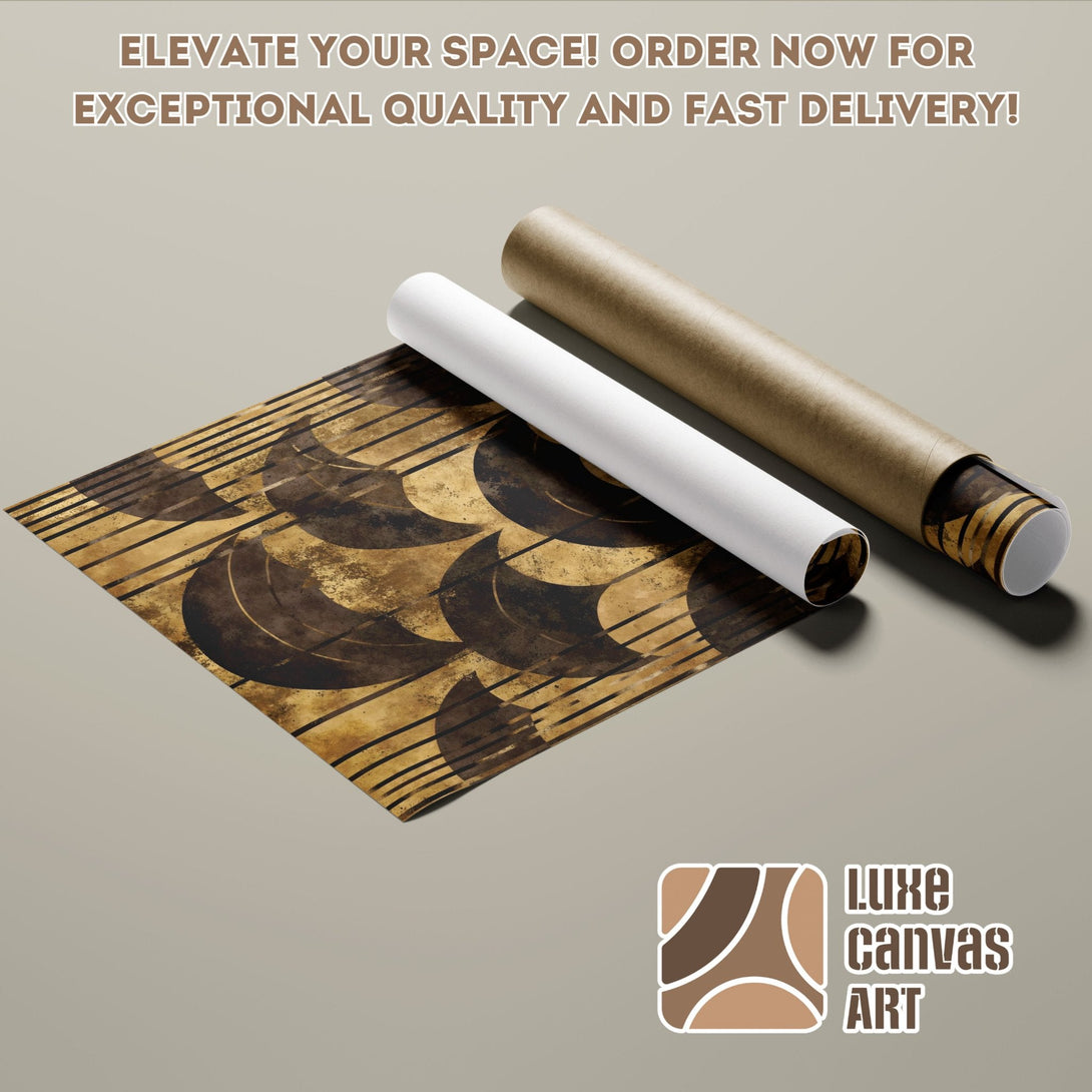 Abstract art Poster Roll in gold and brown tones. Elevate your space with Luxe Canvas Art!