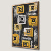 Black White Yellow Geometric Art Canvas Print with Squares