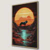 Black Wolf Silhouette Canvas Print in Mystical Sunset Art