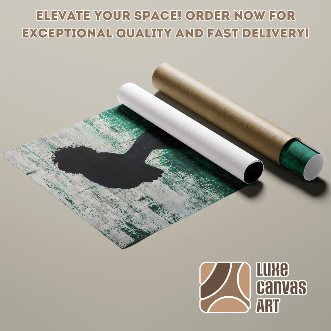 Abstract art Poster Roll in green, black, and grey. Elevate your space with Luxe Canvas Art!