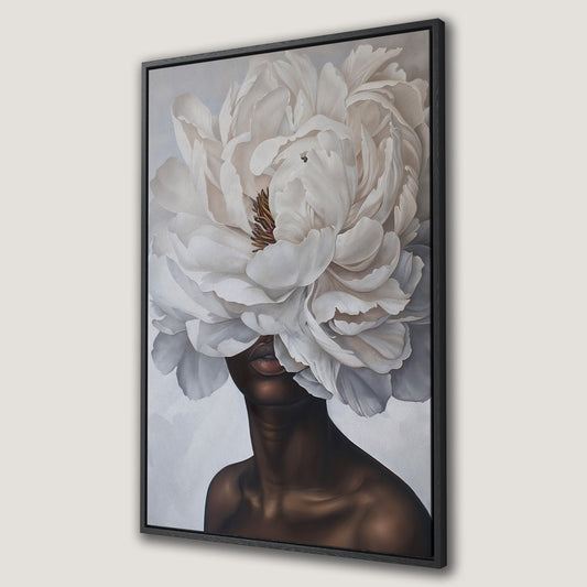 Black Woman with White Flower Canvas Print Wall Art