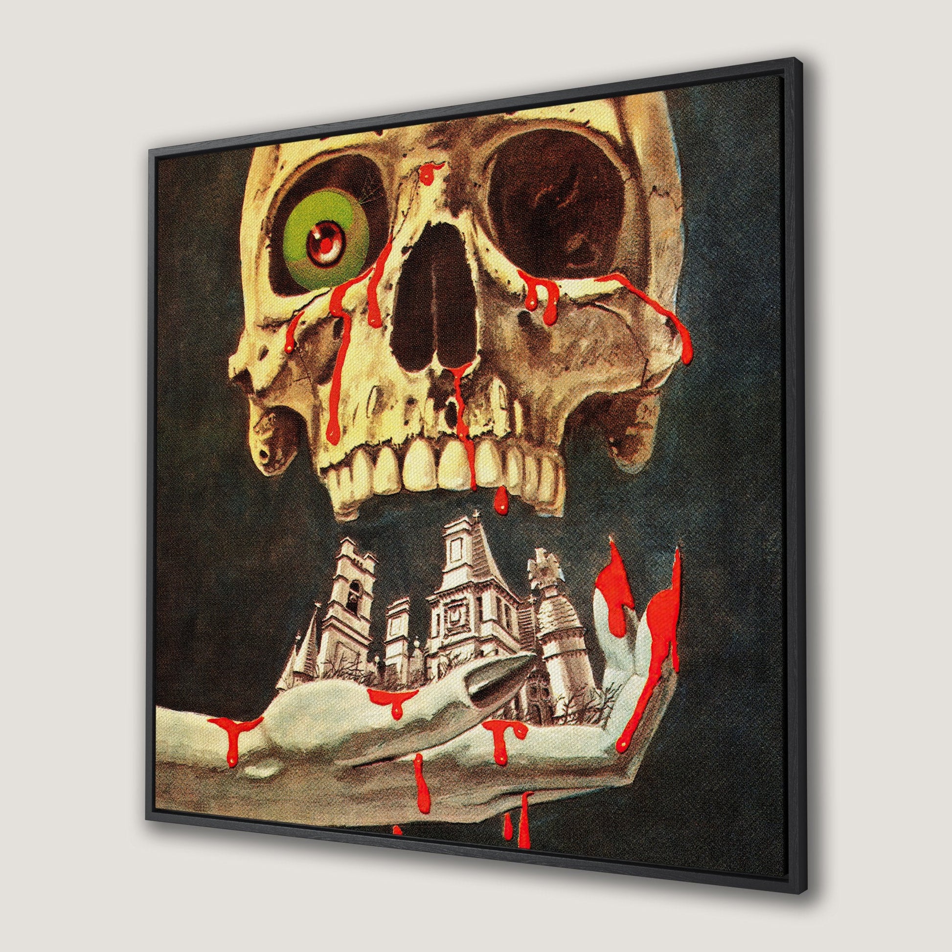 Bloody Skull Retro Style Horror Canvas Print Wall Art
