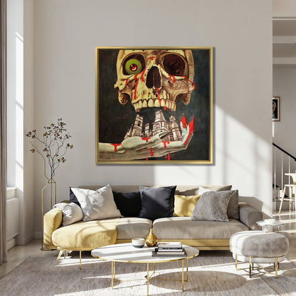 Bloody Skull Retro Style Horror Canvas Print Wall Art