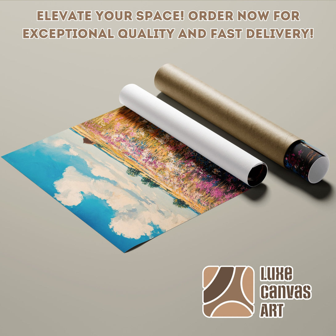 Poster Roll featuring a landscape painting with blue sky, vibrant colors, and impressionistic style. Order now!