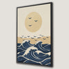 Blue and Beige Ocean Waves Canvas Print with Pastel Tones