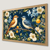 Blue Birds on Orange Tree Art Poster - Spring Wall Decor