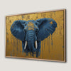 Blue Elephant Framed Canvas Print Vibrant Wildlife Art