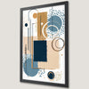 Blue, Gold, and Beige Geometric Art Poster for Modern Decor