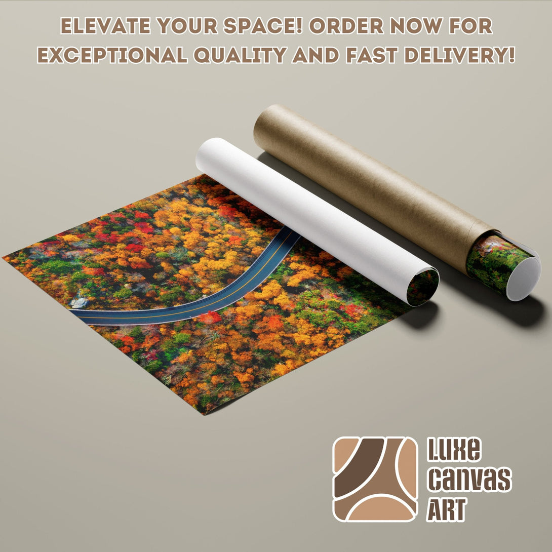 Poster Roll featuring vibrant autumn forest landscape art. Elevate your space with stunning wall decor!