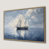 Blue Sky and Sailboat in Calm Ocean Waters Canvas Print
