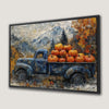 Blue Truck with Pumpkins Canvas Print Rustic Wall Art