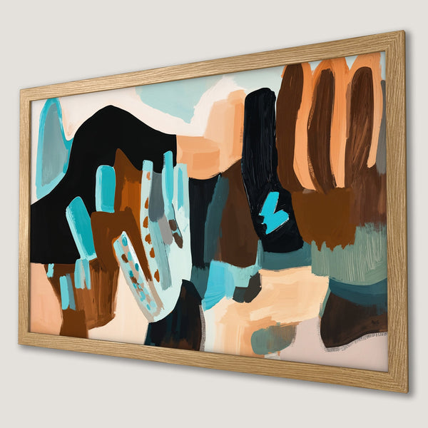 Framed Poster featuring abstract art in a modern style with a warm, earthy color palette. Perfect wall decor!