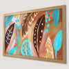 Bohemian Abstract Leaves Art Poster - Turquoise and Brown Decor
