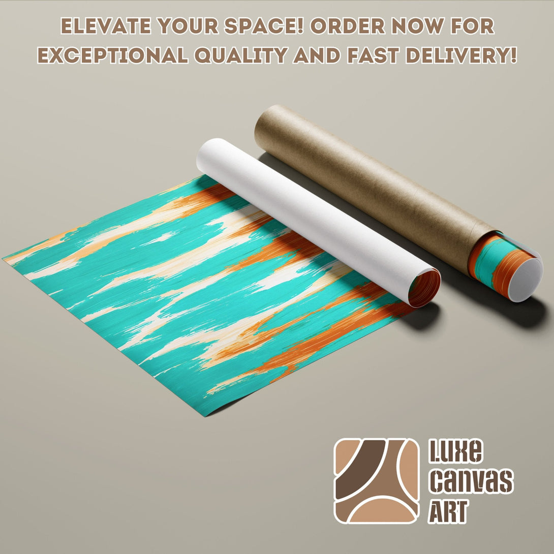 Poster Roll featuring abstract art in teal and orange. Elevate your space with this stylish wall art. Order now!