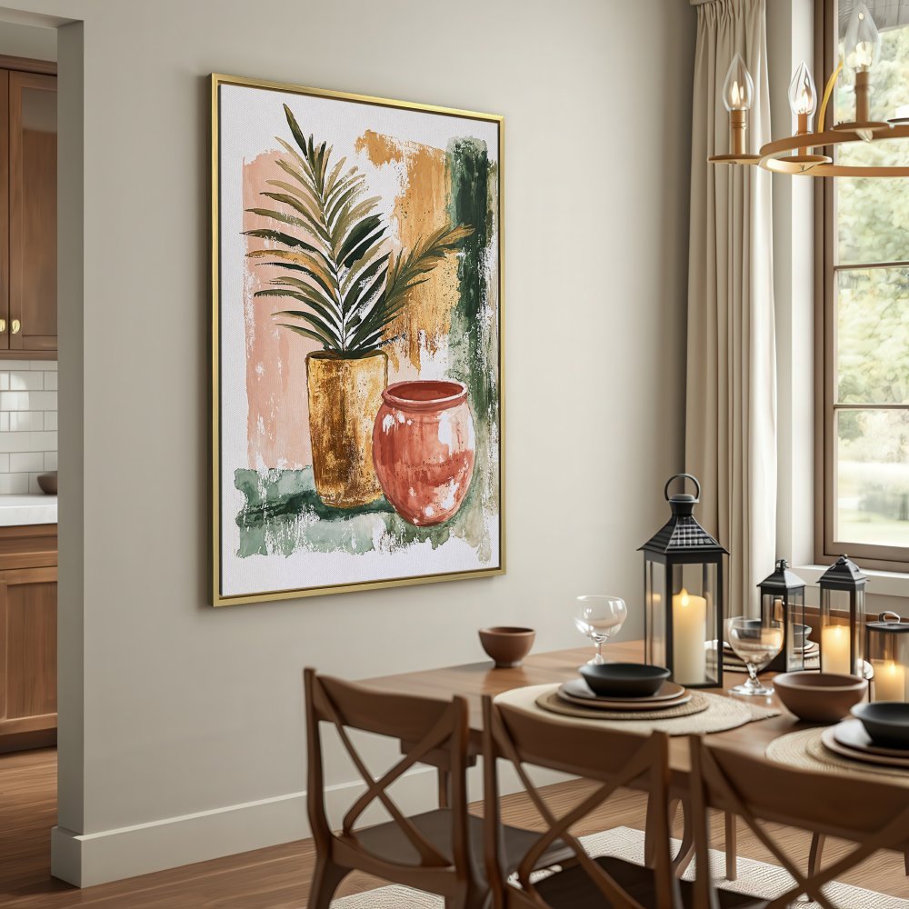 Canvas Print: Abstract botanical art in warm earth tones. Elevate your space with this stylish wall art.