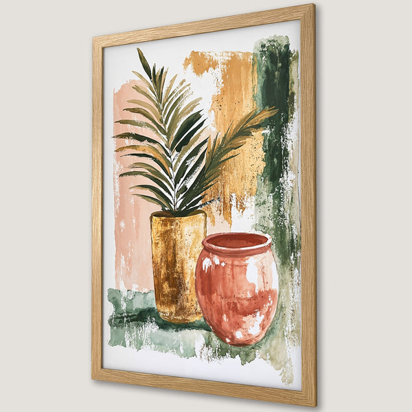 Framed Poster featuring watercolor botanical art with a warm, earthy color palette. Perfect wall decor!