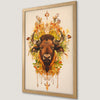 Bohemian Buffalo Botanical Art Poster - Wildlife Wall Decor