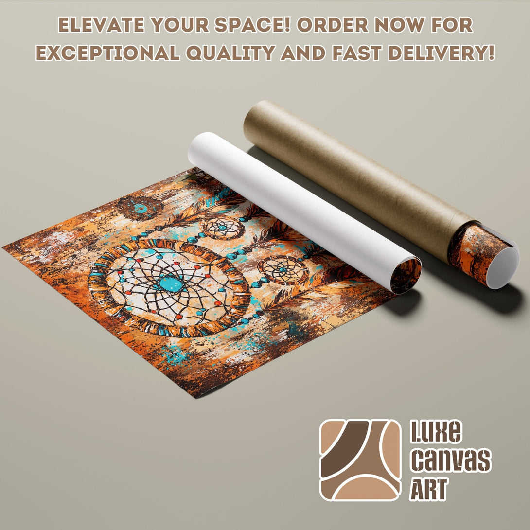 Dreamcatcher Poster Roll art print in earthy tones. Elevate your space with this stylish wall art. Order now for fast delivery!