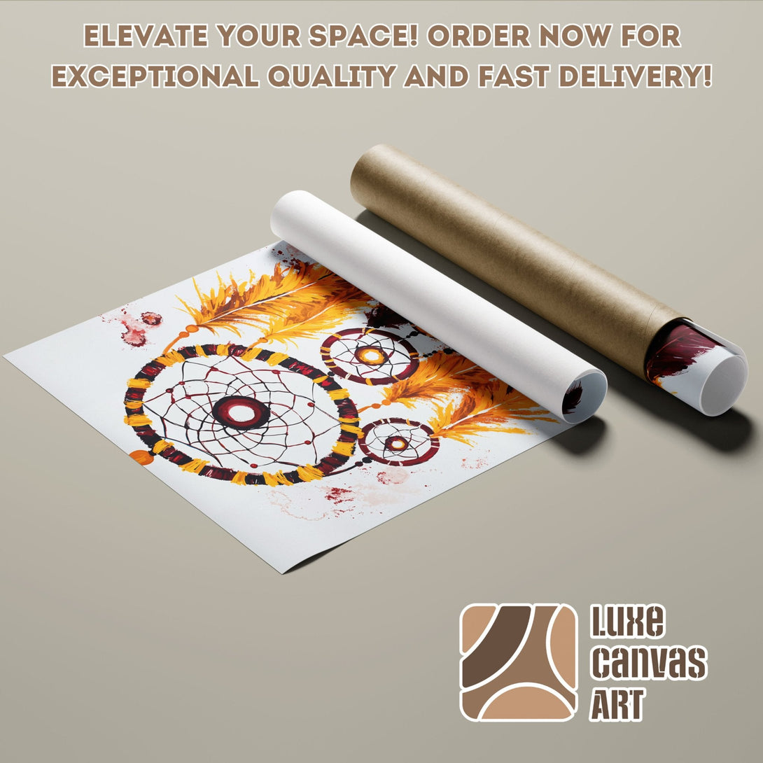 Dreamcatcher Poster Roll art in warm tones. Perfect wall decor for your space! Order now!