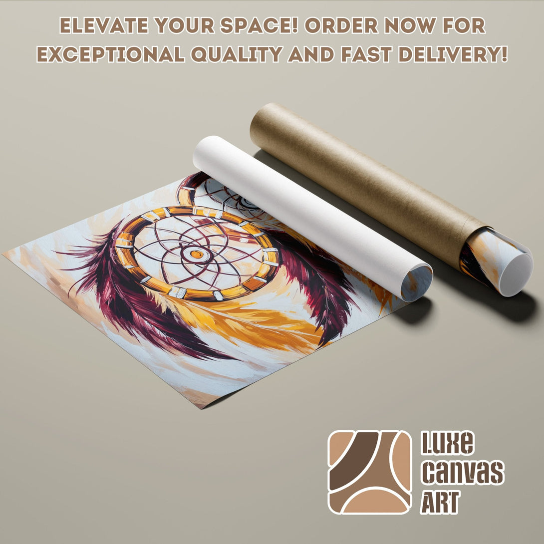 Dreamcatcher Poster Roll in warm colors. Elevate your space with this beautiful art print!