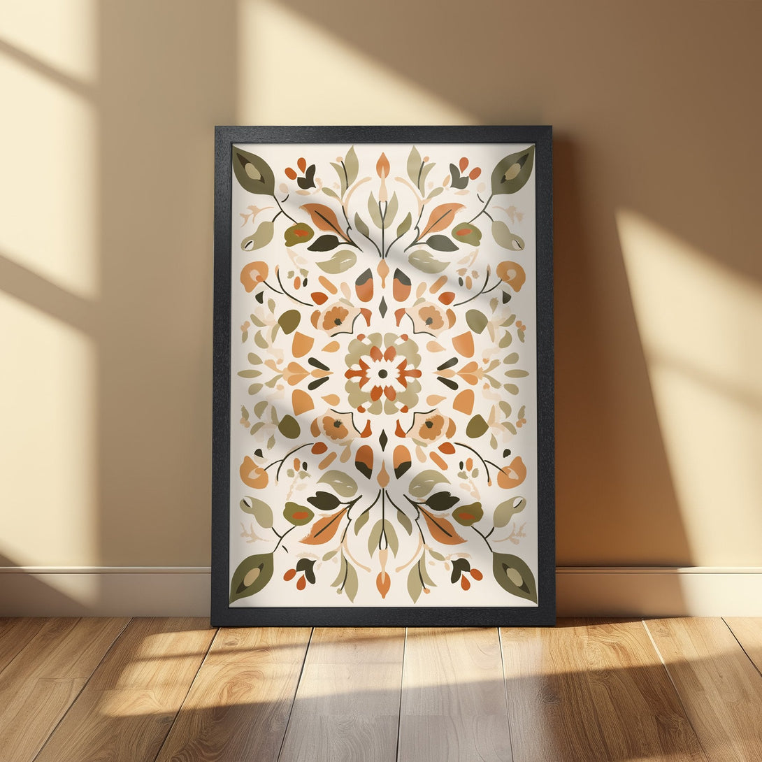 Framed Poster featuring a botanical design in earthy tones. Perfect wall art for a stylish, modern home.