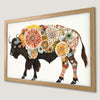 Bohemian Floral Bison Art Poster for Home Decor