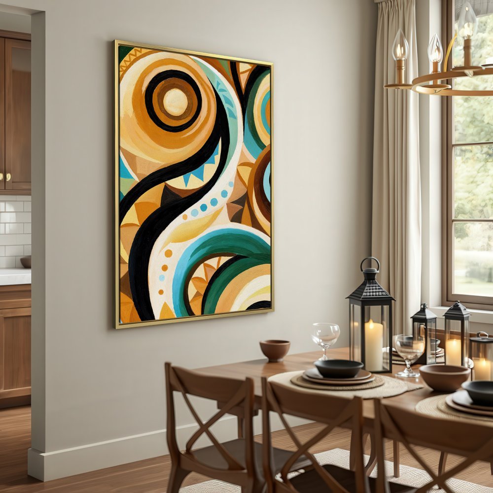 Abstract Canvas Print with warm earth tones and geometric shapes. Add a touch of modern art to your space!