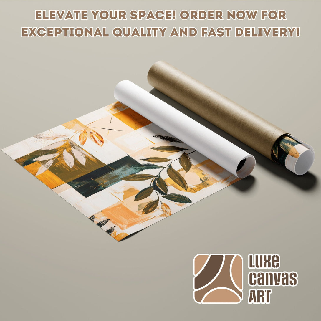 Abstract floral Poster Roll art in warm earth tones. Elevate your space with our high-quality prints! Order now.