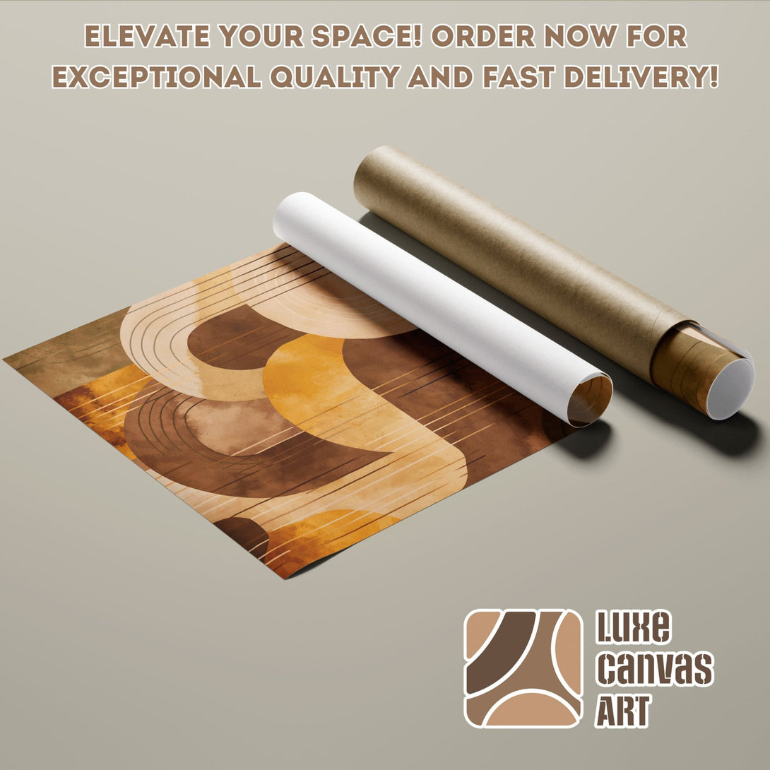 Abstract art Poster Roll in warm brown and gold tones. Elevate your space!